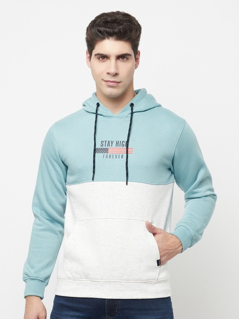 

Octave Men Blue Colourblocked Hooded Sweatshirt
