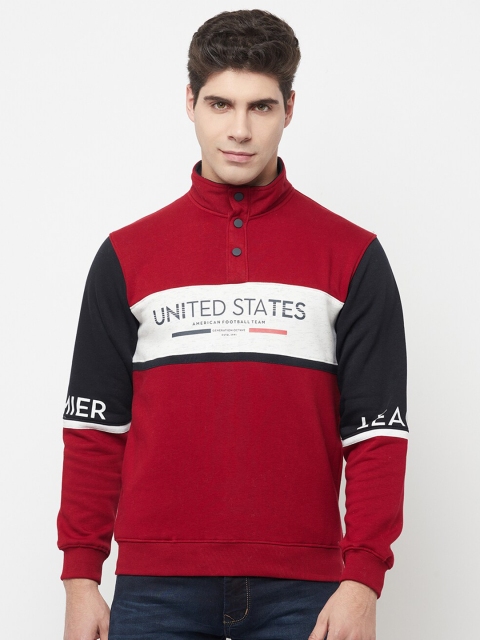 

Octave Men Red Colourblocked Sweatshirt