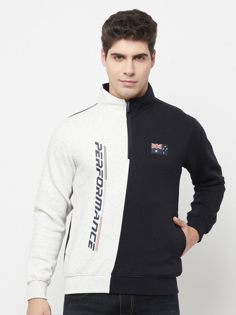 

Octave Men White & Black Colourblocked Sweatshirt