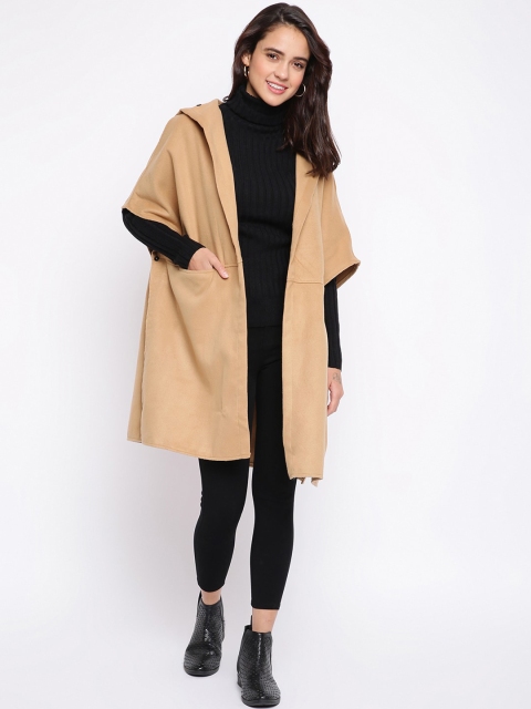 

iki chic Women Beige Solid Oversize Cape Coat