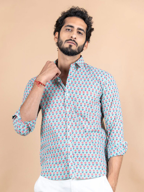 

Tistabene Men Green Printed Casual Shirt