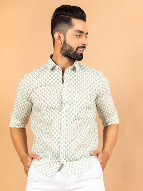 

Tistabene Men White Printed Casual Shirt