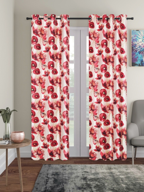 

Home Sizzler Maroon & White Set of 2 Floral Door Curtain