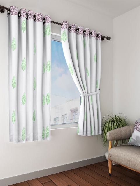 

Home Sizzler Set of 2 White & Green Ethnic Motifs Window Curtain