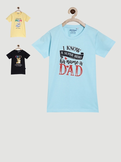 

American Kids Unisex Pack Of 3 Printed Pure Cotton T-shirt, Black