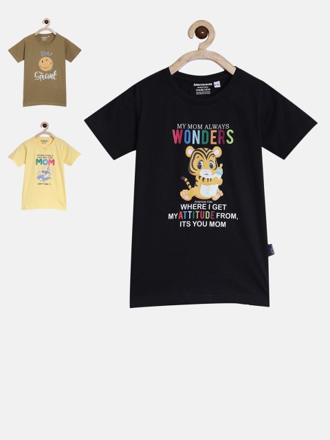 

American Kids Black 3 Printed Applique T-shirt