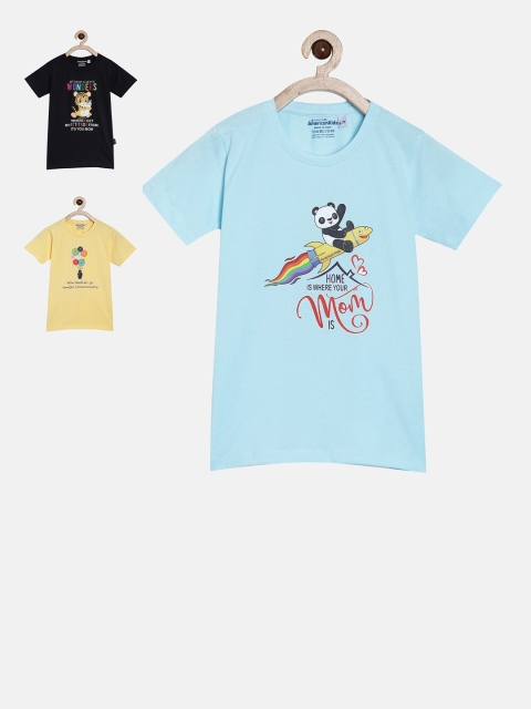 

American Kids Assorted Black Turquoise Blue & Set of 3 Printed T-shirt