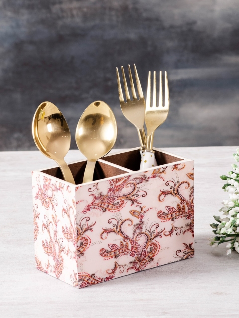 

nestroots Brown & White Floral Printed Cutlery Holder