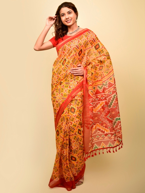 

Indi INSIDE Yellow & Green Zari Saree