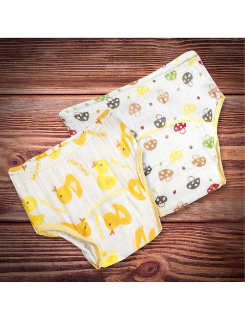 

Baby Moo Infant Kids Pack Of 2 Cotton Adjustable & Washable Diapers, White