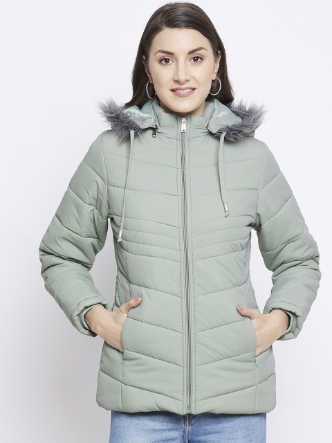 

Okane Women Green Lightweight Longline Padded Jacket