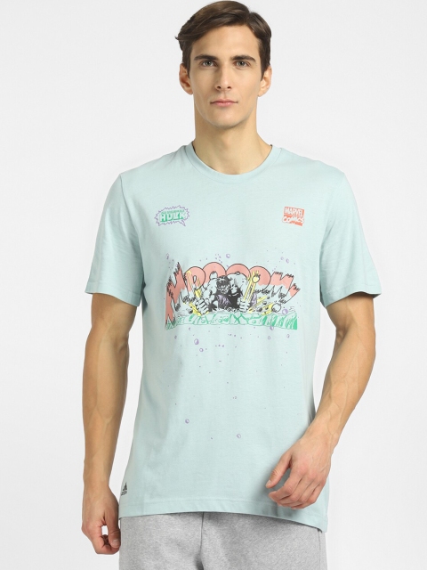

ADIDAS Men Green Typography Printed Cotton T-shirt