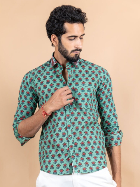 

Tistabene Men Green Jaipuri Printed Casual Shirt