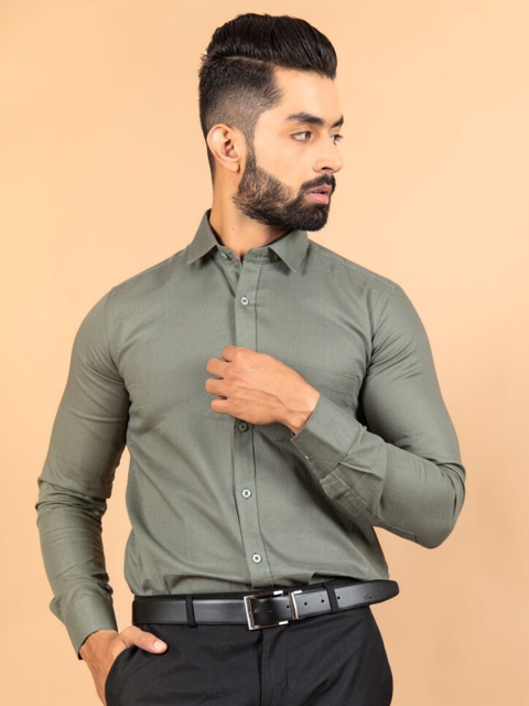 

Tistabene Men Olive Green Formal Shirt