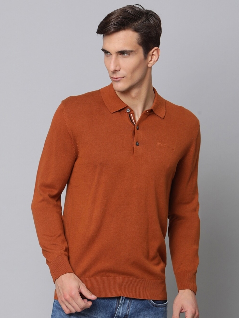

BEN SHERMAN Men Rust Polo Collar T-shirt
