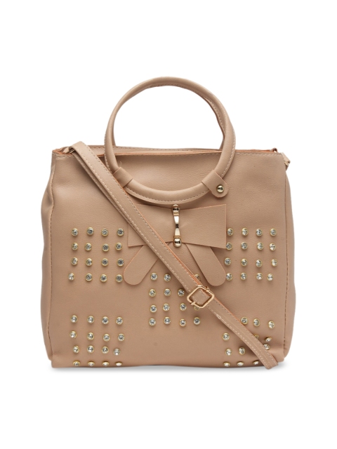 

borse lele Beige Embellished PU Oversized Shopper Handheld Bag