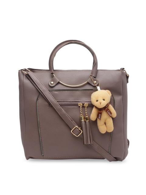 

borse lele Brown PU Structured Handheld Bag with Tasselled