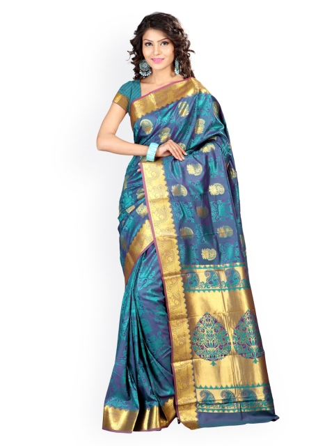 

Varkala Silk Sarees Teal Blue Kanjeevaram Art Silk Traditional Saree