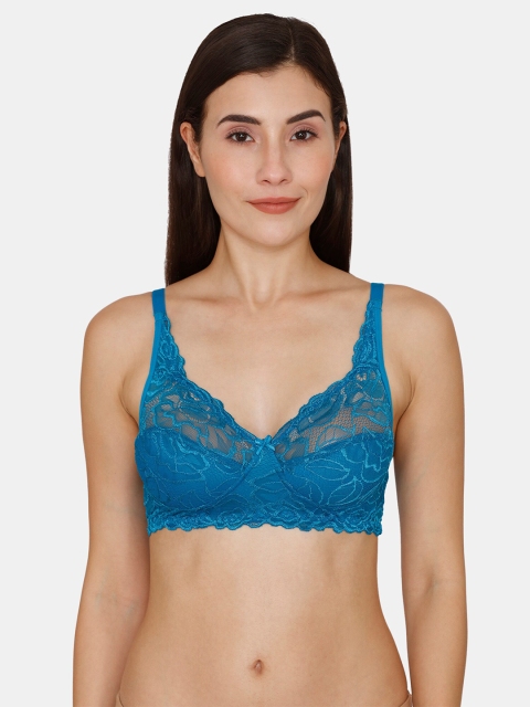 

Rosaline by Zivame Blue Floral Lace Bra