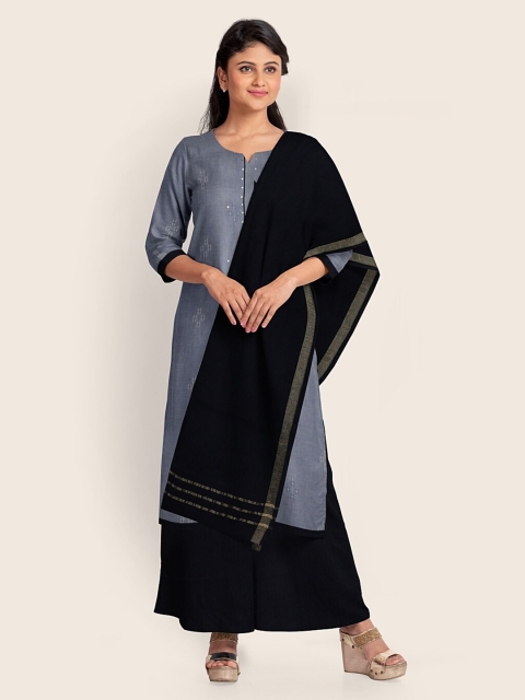 

Pothys Women Blue & Navy Blue Geometric Printed Unstitched Dress Material