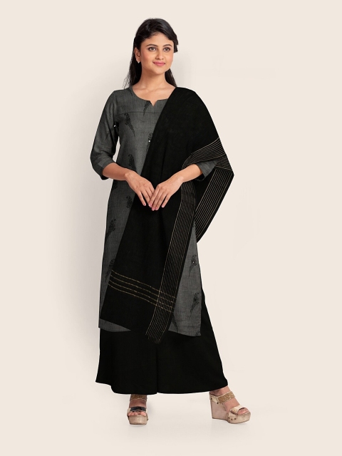 

Pothys Grey & Black Printed Pure Cotton Unstitched Dress Material