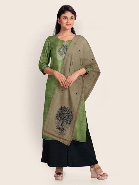 

Pothys Green & Grey Printed Pure Cotton Unstitched Dress Material