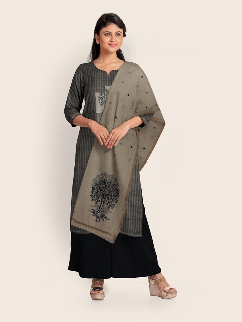 

Pothys Grey & Black Printed Pure Cotton Unstitched Dress Material