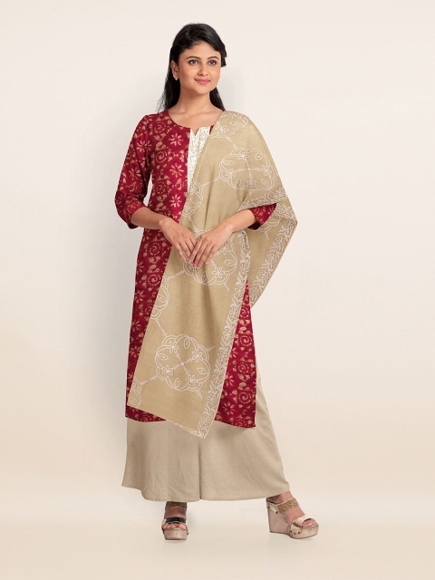 

Pothys Red & Cream-Coloured Printed Unstitched Dress Material