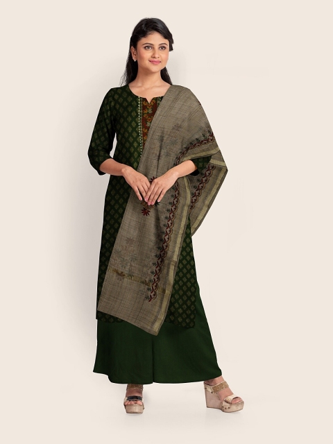 

Pothys Green & Grey Printed Unstitched Dress Material