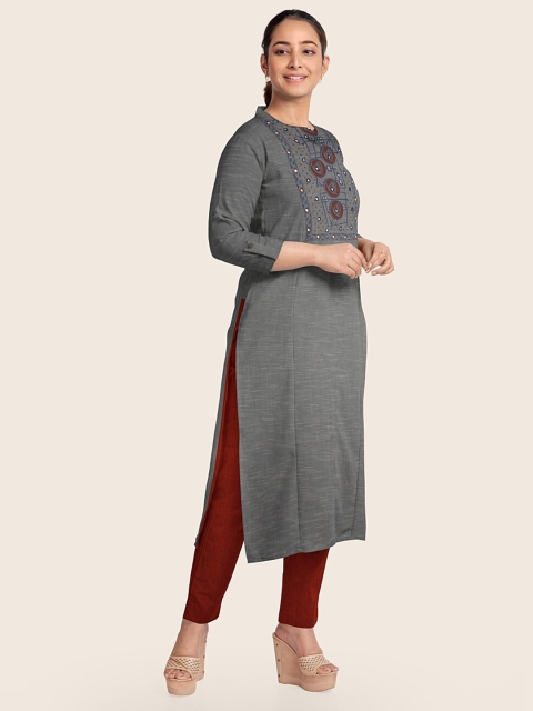

Pothys Grey & Maroon Printed Pure Cotton Unstitched Dress Material
