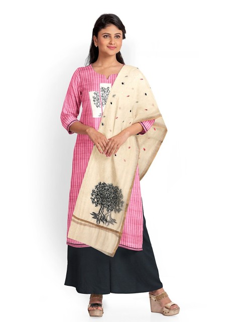 

Pothys Pink & Black Printed Pure Cotton Unstitched Dress Material