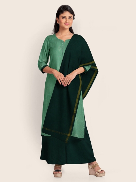 

Pothys Green & Gold-Toned Printed Unstitched Dress Material