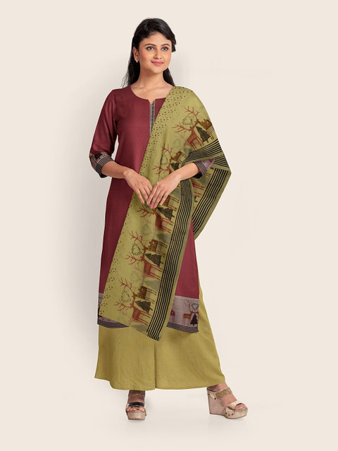 

Pothys Pink & Beige Pure Cotton Unstitched Dress Material