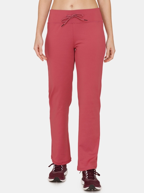 

Zelocity by Zivame Women Pink Solid Quick Dry Straight Fit Track Pants
