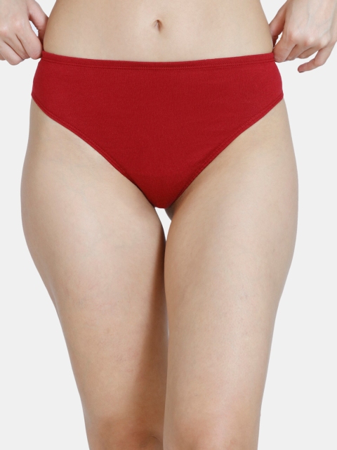 

Zivame Women Red Solid Pure Cotton Thongs