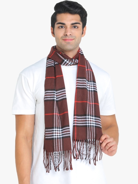 

ELLIS Men Brown & White Checked Muffler