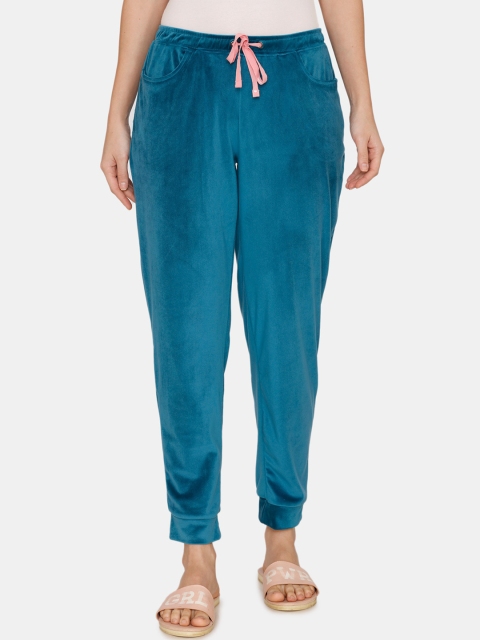 

Zivame Women Blue Supersoft Velour Knit Lounge Pants