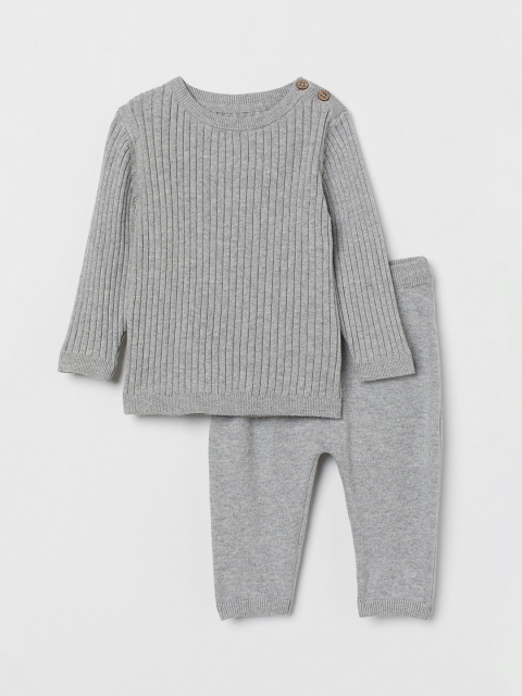 

H&M Boys Grey Ribbed 2-Piece Set