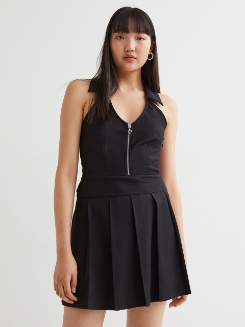 

H&M Girls Black Collared Halterneck Dress