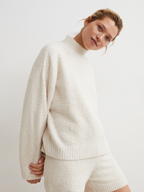 

H&M Women Beige Fluffy-Knit Jumper