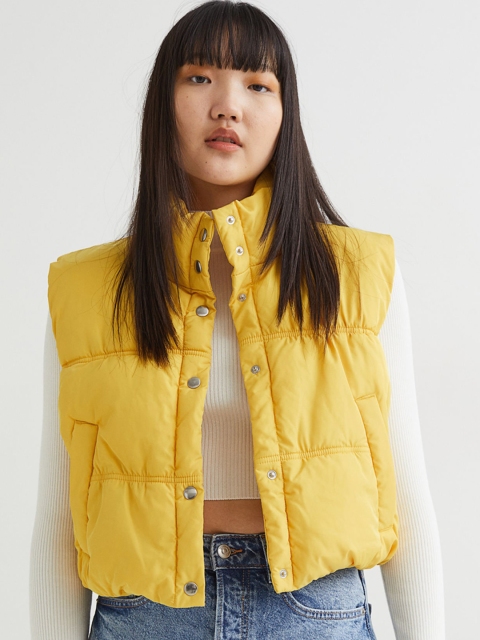 

H&M Women Yellow Cropped Gilet