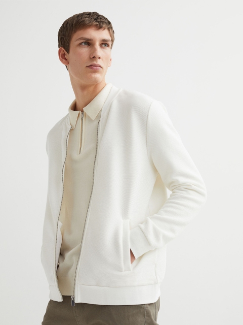 

H&M Men White Zipped Cardigan