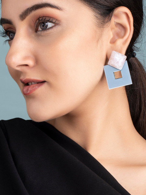 

TOKYO TALKIES X rubans FASHION ACCESSORIES Blue & Pink Geometric Drop Earrings
