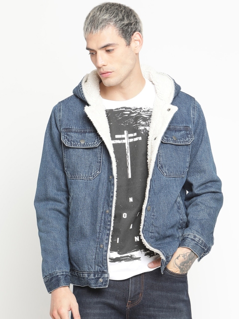 

PUNK Men Blue Cotton Denim Jacket