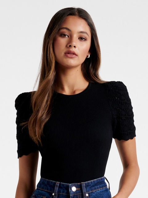 

Forever New Black Puff Sleeve Knit Top