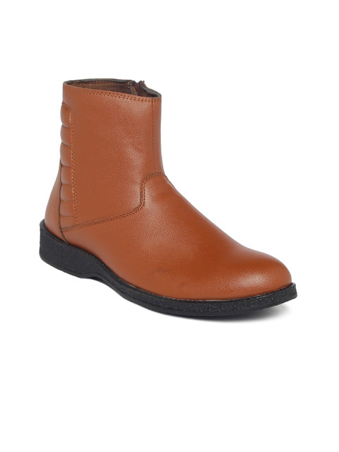 

Provogue Men Tan Textured High-Top Flat Boots