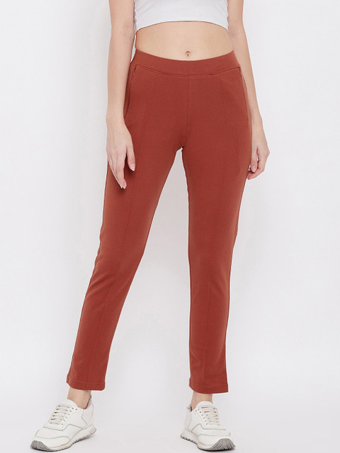 

FRENCH FLEXIOUS Women Rust-Brown Solid Track Pants