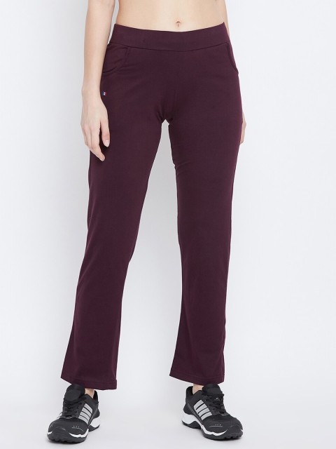 

FRENCH FLEXIOUS Women Burgundy Solid Straight-Fit Track Pants