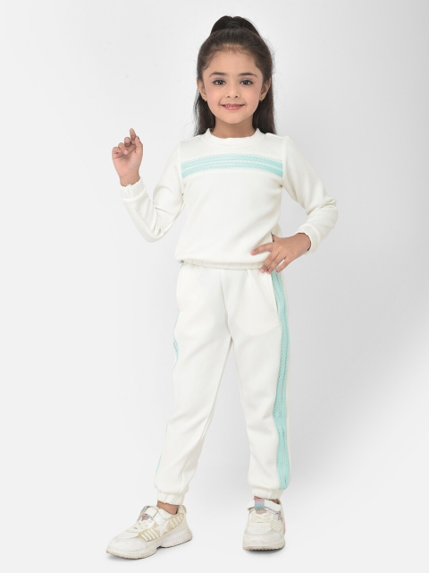 

Eavan Girls Off White & Turquoise Blue Colourblocked Co-Ords