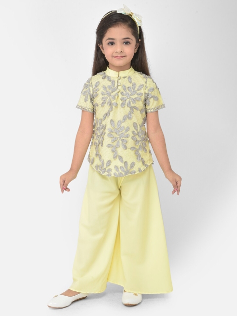 

Eavan Girls Yellow & Grey Embellished Top with Palazzos